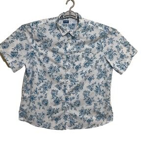 Old Navy Classic Fit Everyday white shirt‎ with blue floral pattern men's XXL